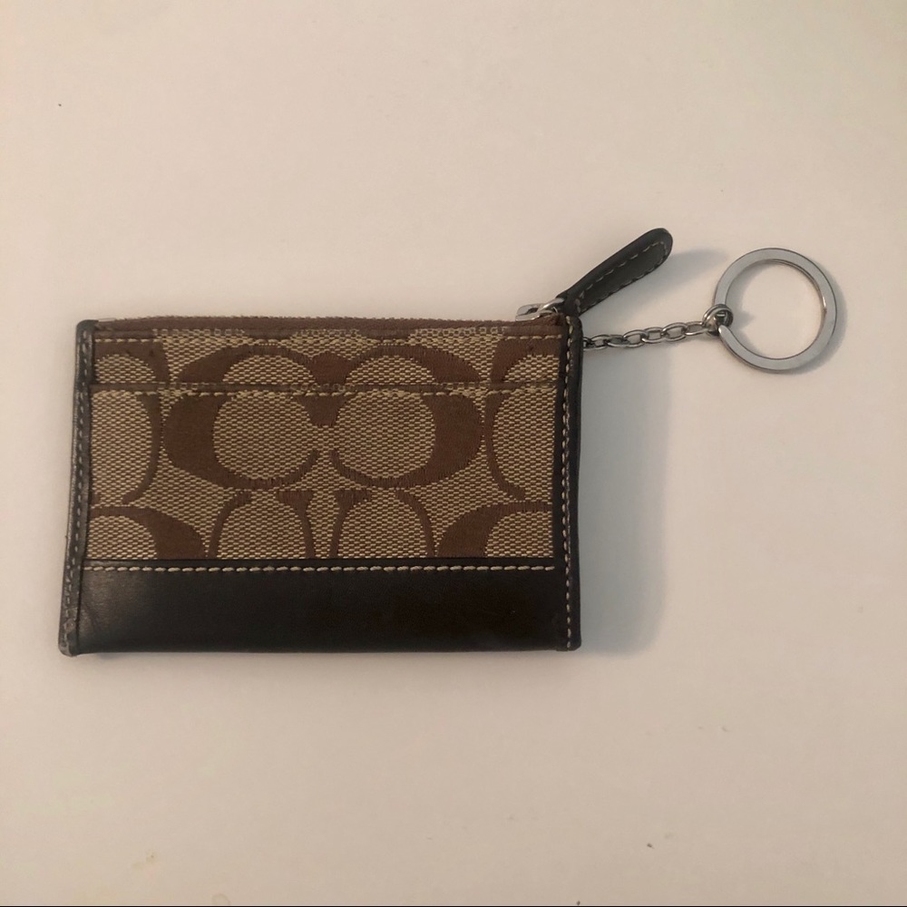 Coach Logo Card Holder Wallet with Keychain